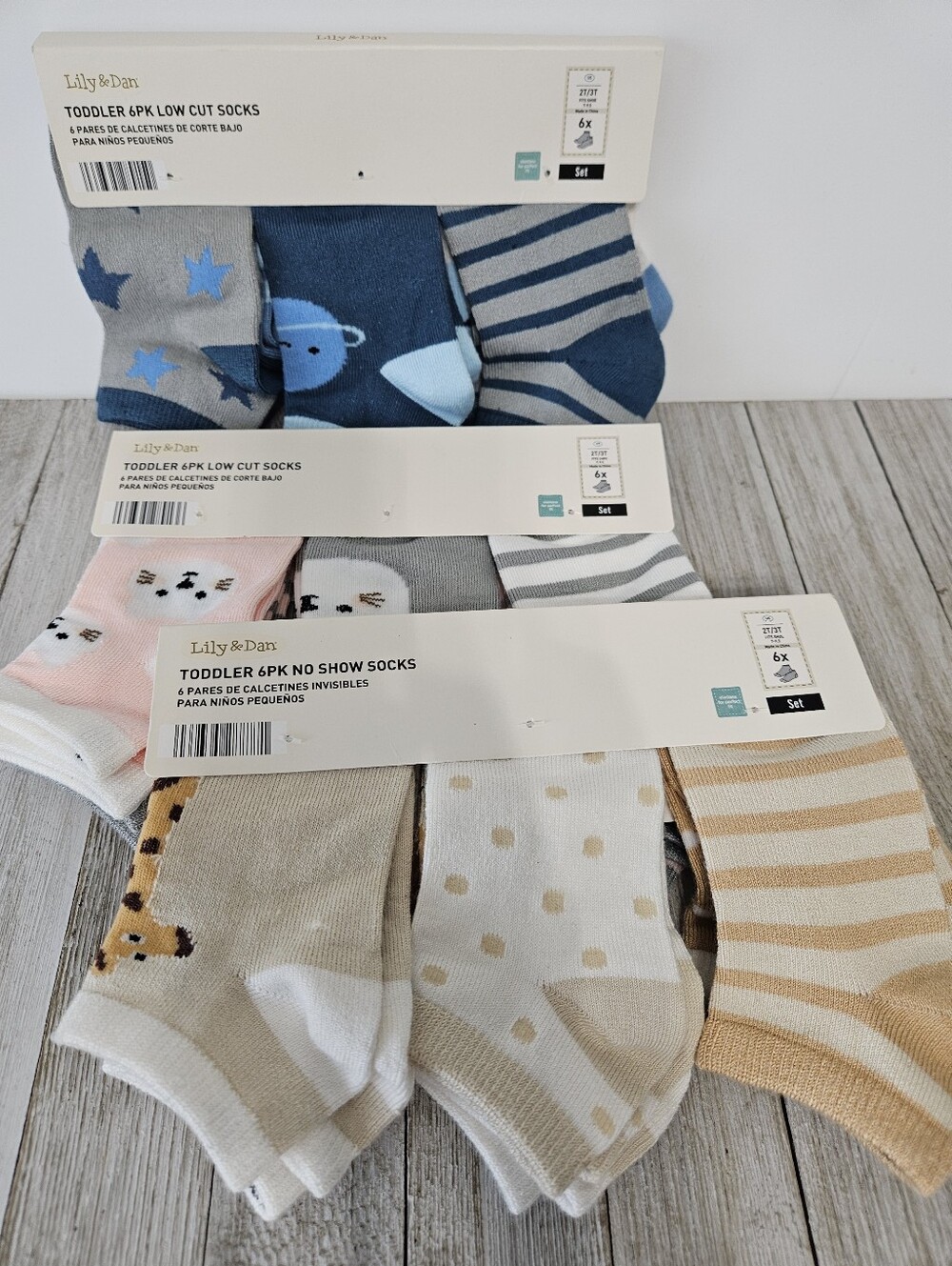 3 - 6 Packs No Show Socks Size 2T/3T Toddler 6X Shoe Size 7-9.5 Low Cut Socks